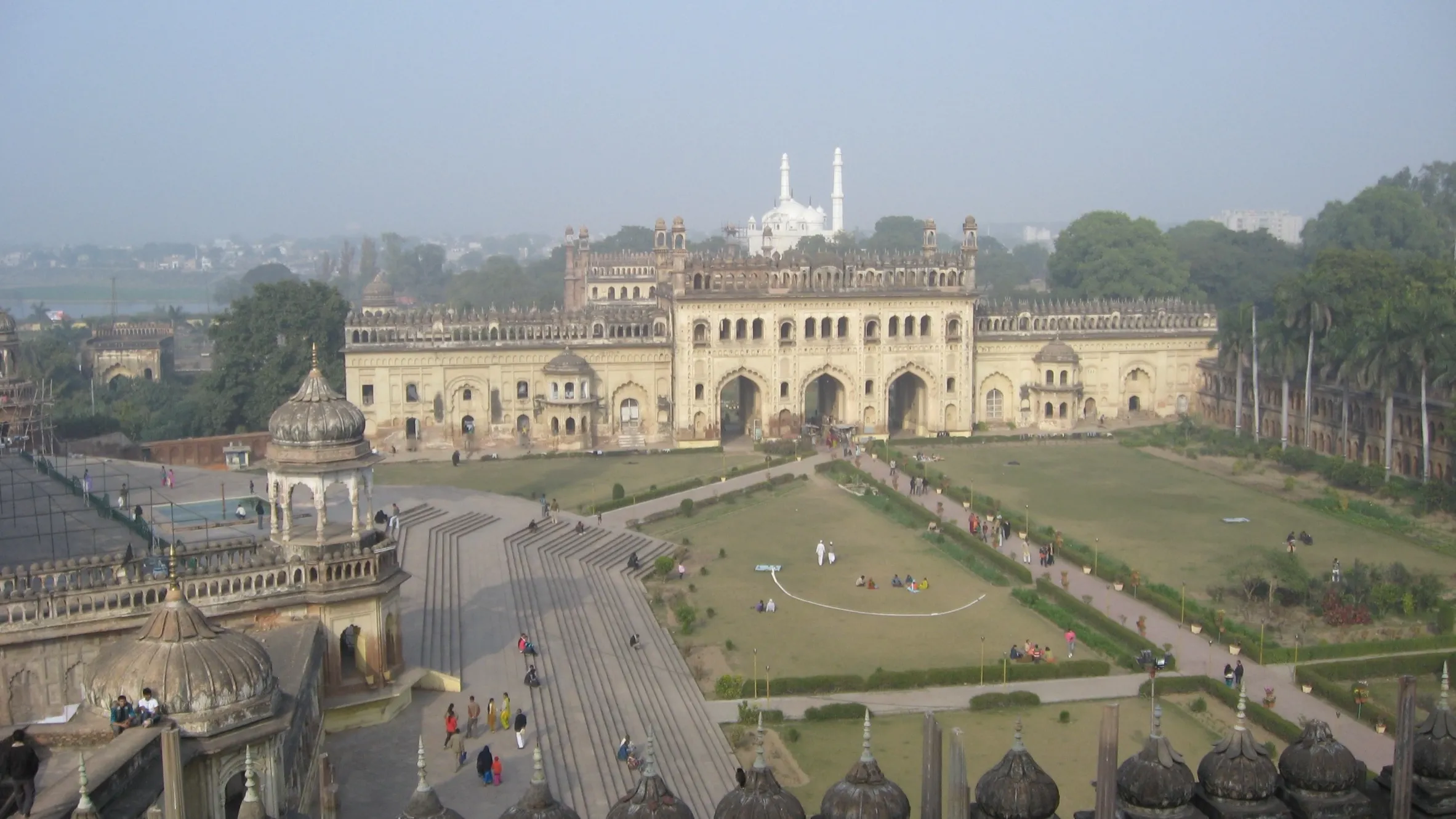 View over the gardens and gateway of the Bara Imambara complex, Lucknow